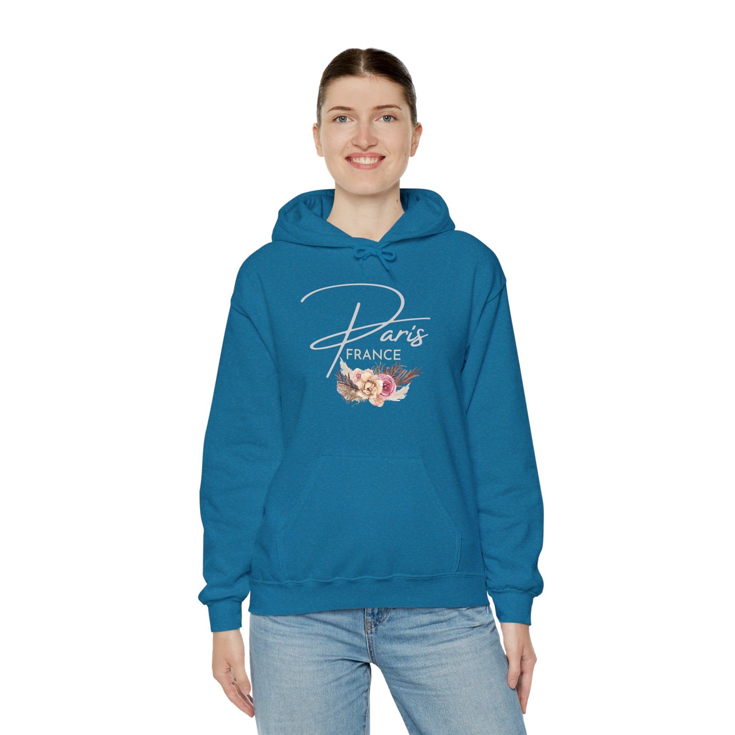 PARIS FLOWERS- Unisex Heavy Blend Hooded Sweatshirt (VARIETY OF COLORS)-“Travel T-Shirt That Slays”
