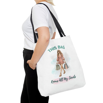 THIS BAG KNOWS ALL MY SECRETS- AOP Tote Bag- "Be The Vibe, Carry The Style"