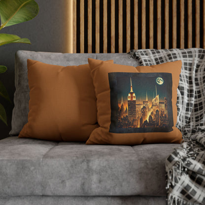 NEW YORK CITY MOON AT NIGHT Bohemian Design 18 x 18  Pillowcase