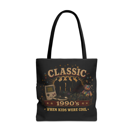 CLASSIC 1990'S-WHEN KIDS WERE COOL- AOP Tote Bag (BLACK)