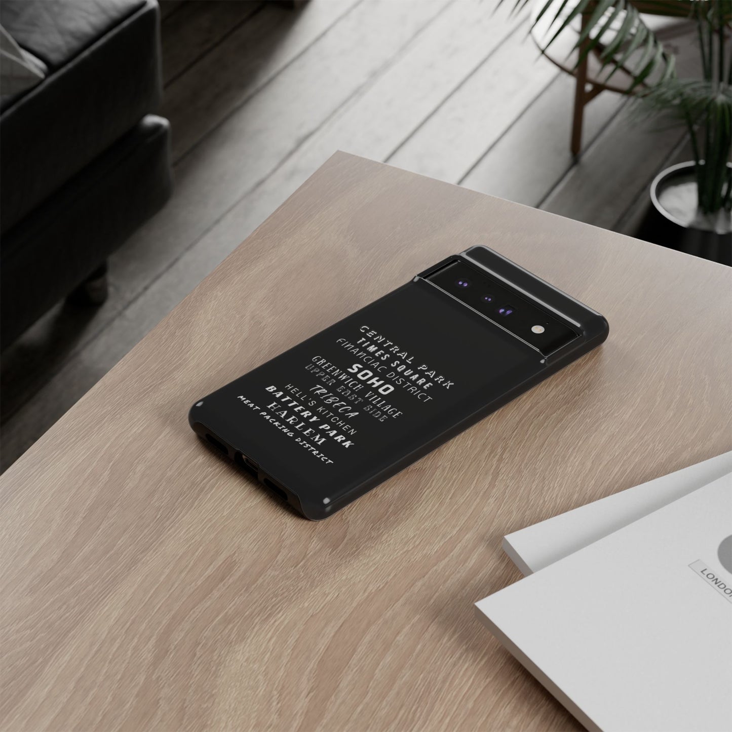 NYC NEIGHBORHOODS -Tough Phone Cases - Fits Most Phone Sizes!! (Dark GREY) "Great Gift For NYC Travelers"