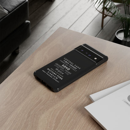 NYC NEIGHBORHOODS -Tough Phone Cases - Fits Most Phone Sizes!! (Dark GREY) "Great Gift For NYC Travelers"