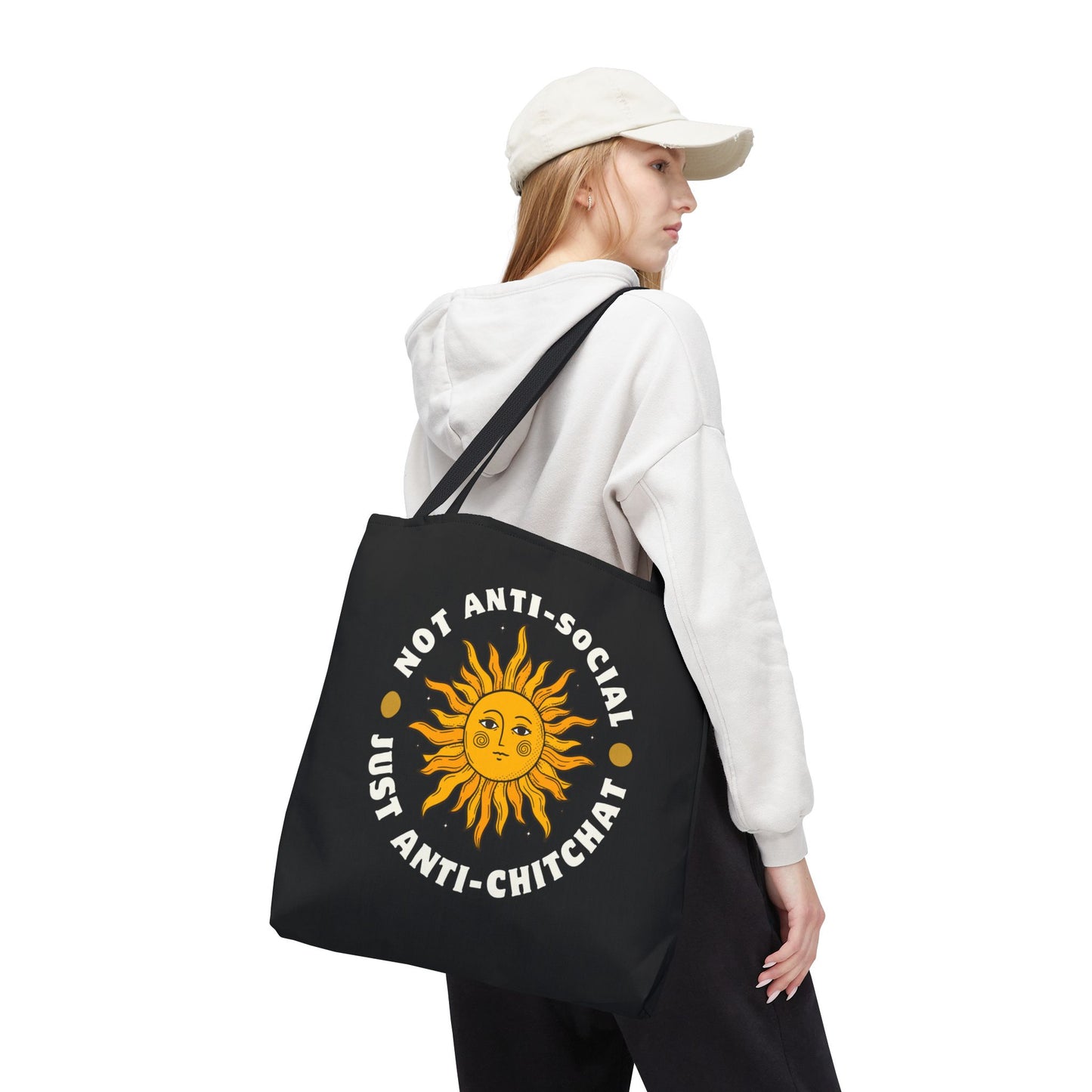 NOT ANTI SOCIAL, JUST ANTI CHITCHAT- AOP Tote Bag -  18x18