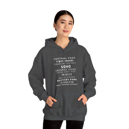 New York Neighborhoods -Unisex Heavy Blend Hooded Sweatshirt (VARIETY OF COLORS) "Iconic NYC on Swag"