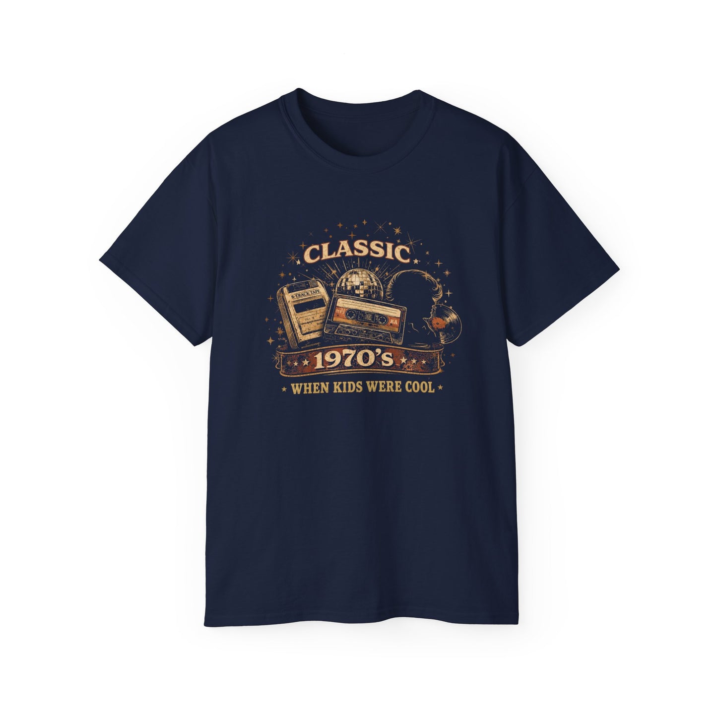CLASSIC 1970'S-WHEN KIDS WERE COOL - T-Shirt (BLACK OR NAVY)