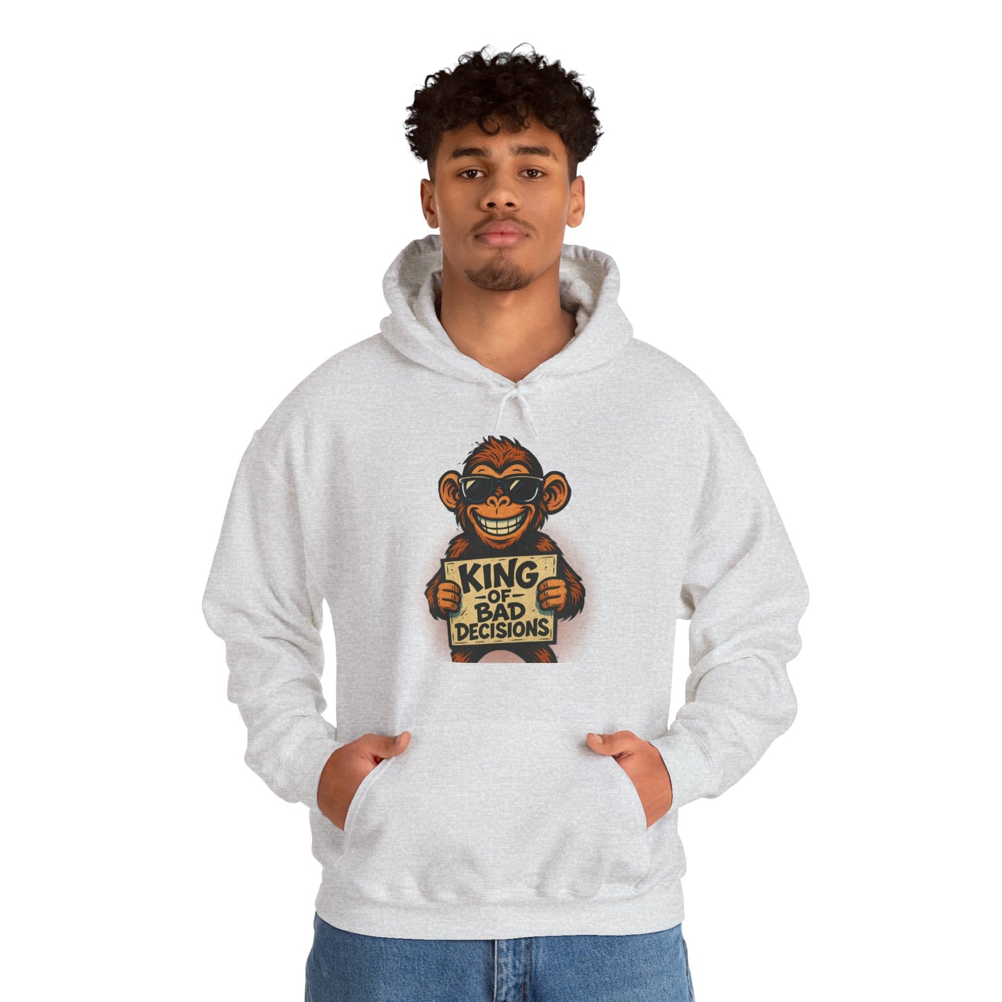 KING OF BAD DECISIONS -Unisex Heavy Blend Hooded Sweatshirt (VARIETY OF COLORS)-“Oversized Pullover, Trending for Those Underachievers"