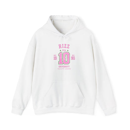 RIZZ UNIVERSITY # 10- VARSITY LEAGUE- Unisex Heavy Blend Hooded Sweatshirt-“Campus Streetwear Hoodie — Trending Back-to-School Essential”