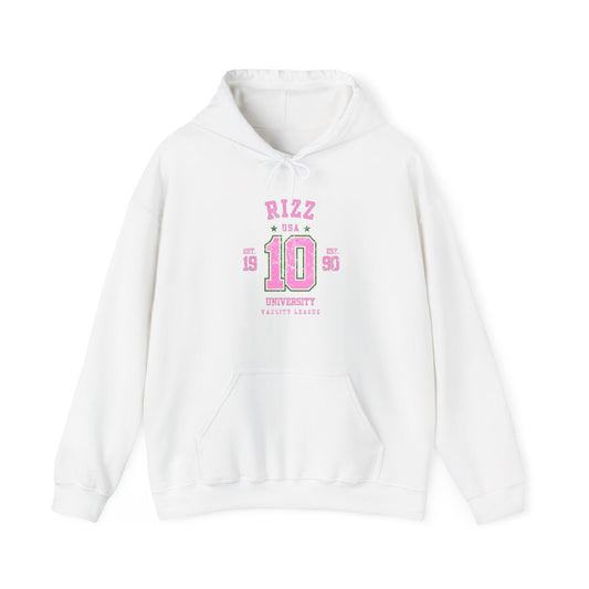 RIZZ UNIVERSITY # 10- VARSITY LEAGUE- Unisex Heavy Blend Hooded Sweatshirt-“Campus Streetwear Hoodie — Trending Back-to-School Essential”