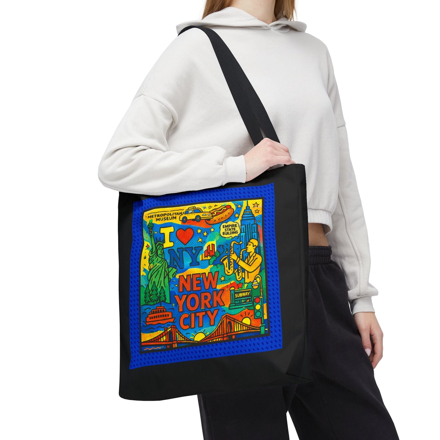 I LOVE NEW YORK CITY- AOP Tote Bag (BLACK)