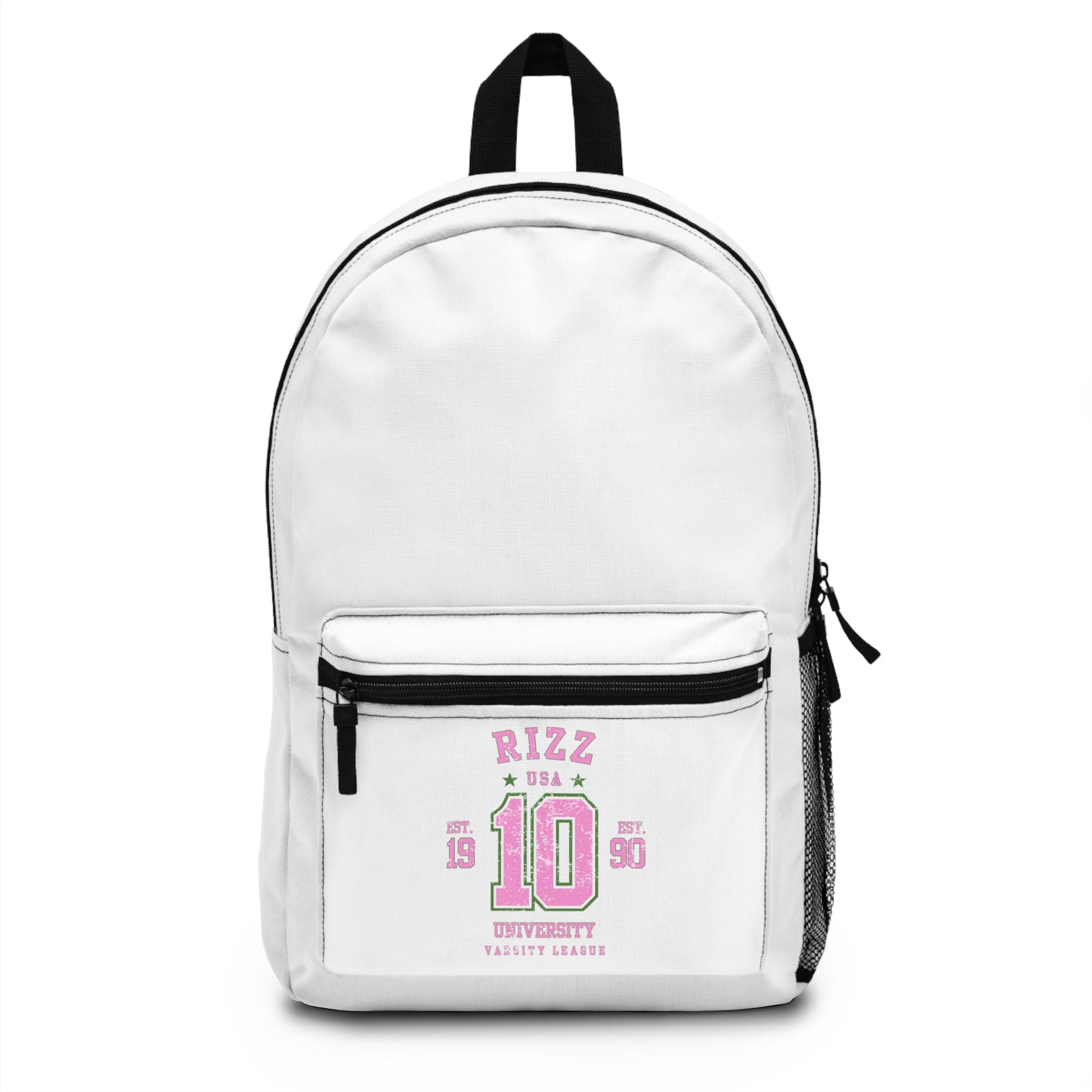 1990 RIZZ UNIVERSITY- VARSITY LEAGUE - Empire Backpack (WHITE)"Perfect Back-to-School Choice"