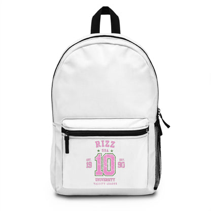 1990 RIZZ UNIVERSITY- VARSITY LEAGUE - Empire Backpack (WHITE)"Perfect Back-to-School Choice"