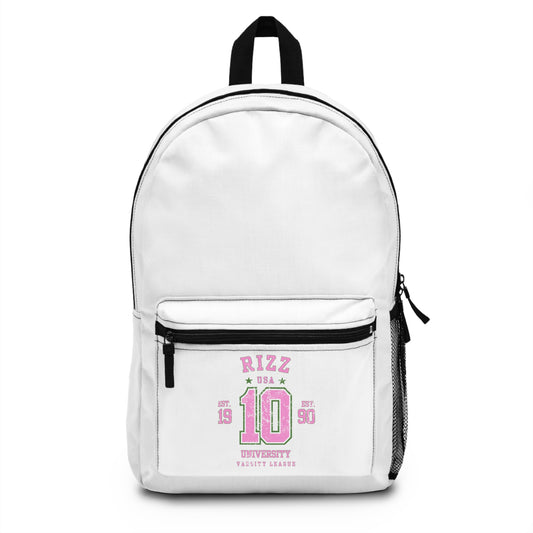 1990 RIZZ UNIVERSITY- VARSITY LEAGUE - Empire Backpack (WHITE)"Perfect Back-to-School Choice"