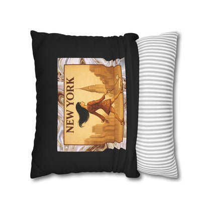 New York City Power Walk- (Black) Travel Inspired Design - 18 x 18  Pillowcase