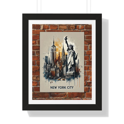 NEW YORK CITY LIBERTY  Framed Poster - Urban Wall Art for Home Decor