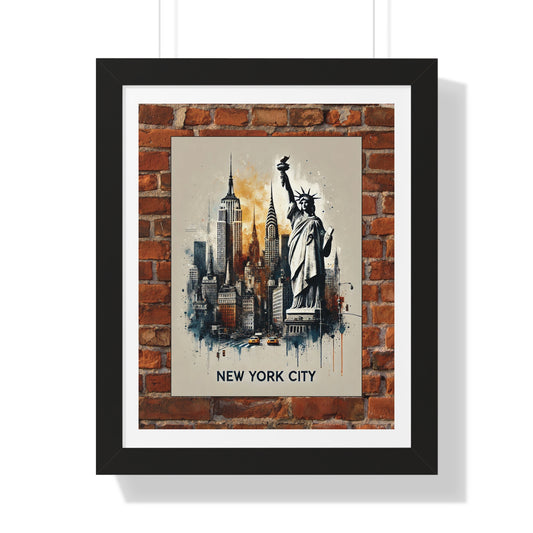 NEW YORK CITY LIBERTY  Framed Poster - Urban Wall Art for Home Decor