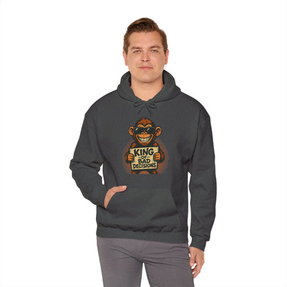 KING OF BAD DECISIONS -Unisex Heavy Blend Hooded Sweatshirt (VARIETY OF COLORS)-“Oversized Pullover, Trending for Those Underachievers"