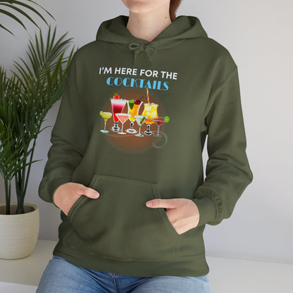 I'M HERE FOR THE COCKTAILS -Unisex Heavy Blend Hooded Sweatshirt (VARIETY OF COLORS) “Trendy Happy Hour Hoodie”