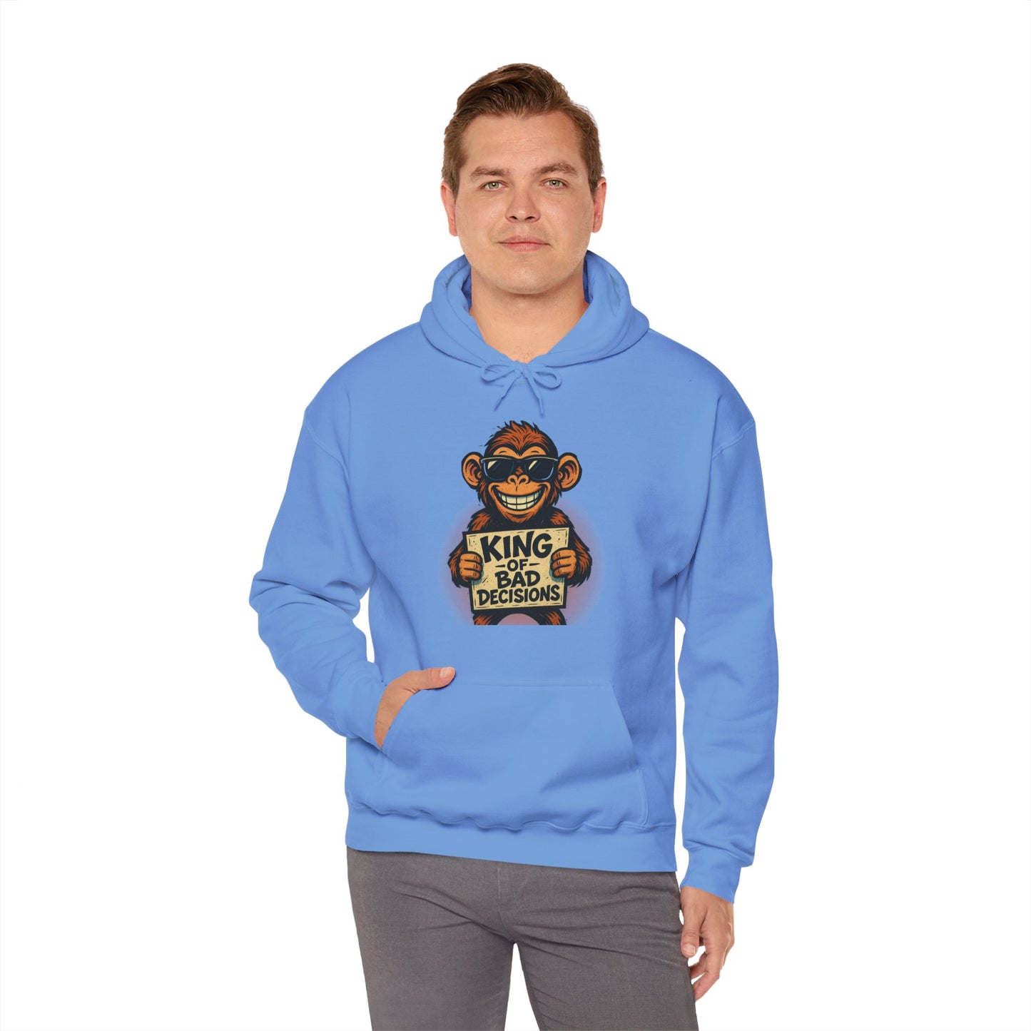 KING OF BAD DECISIONS -Unisex Heavy Blend Hooded Sweatshirt (VARIETY OF COLORS)-“Oversized Pullover, Trending for Those Underachievers"