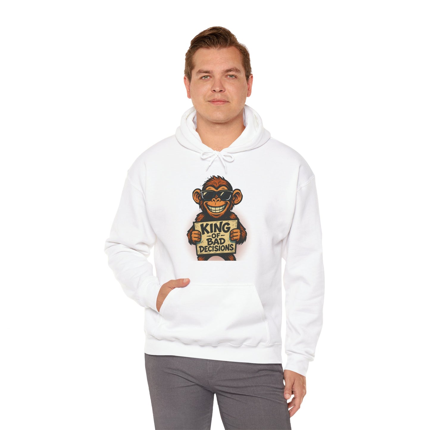 KING OF BAD DECISIONS -Unisex Heavy Blend Hooded Sweatshirt (VARIETY OF COLORS)-“Oversized Pullover, Trending for Those Underachievers"