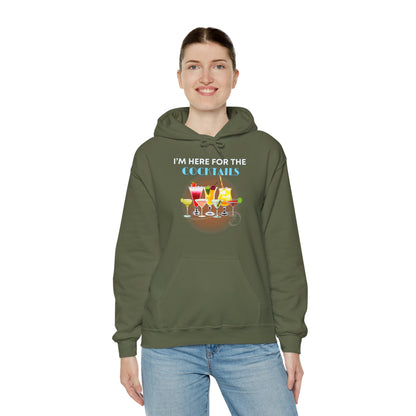 I'M HERE FOR THE COCKTAILS -Unisex Heavy Blend Hooded Sweatshirt (VARIETY OF COLORS) “Trendy Happy Hour Hoodie”