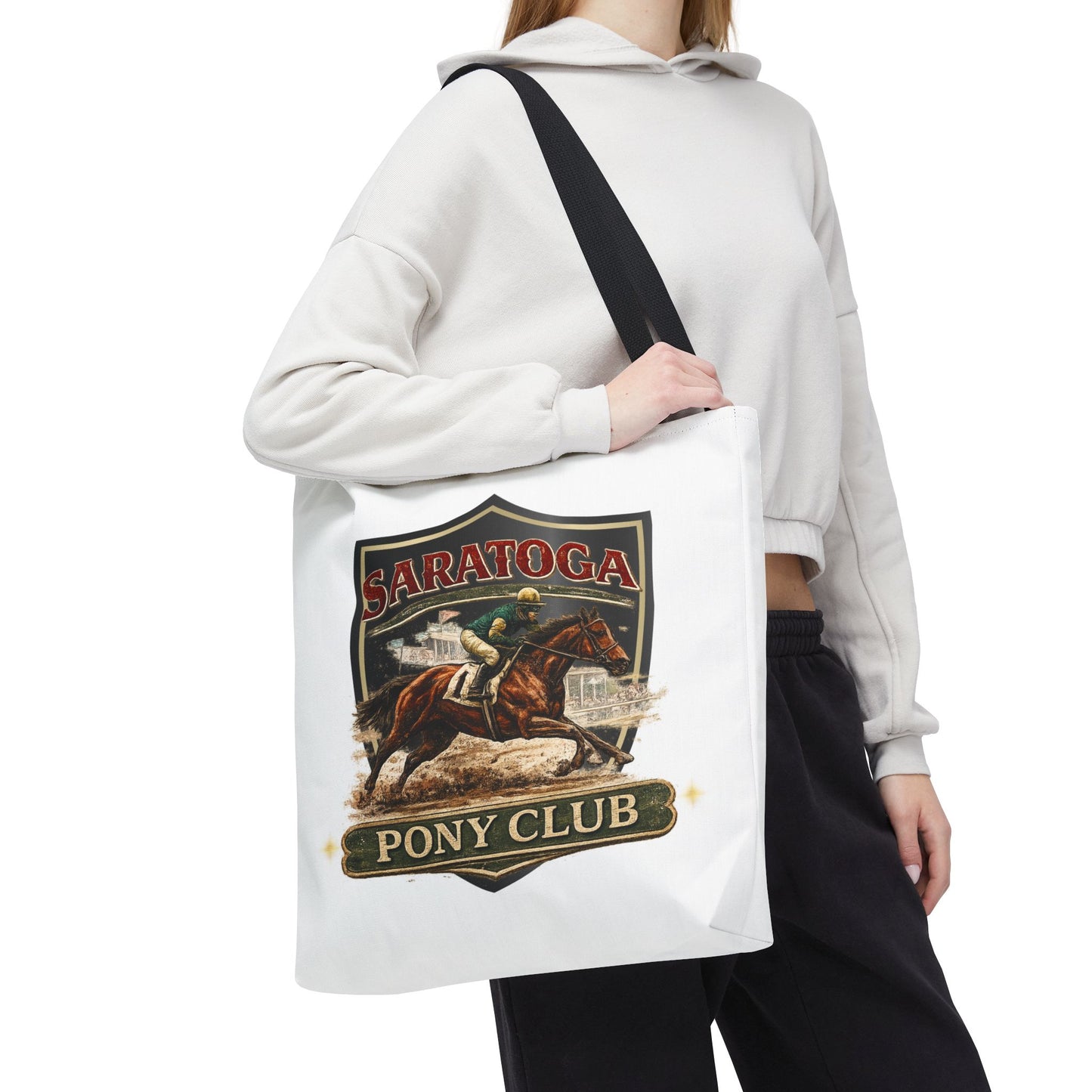 SARATOGA PONY CLUB- AOP Tote Bag (white)