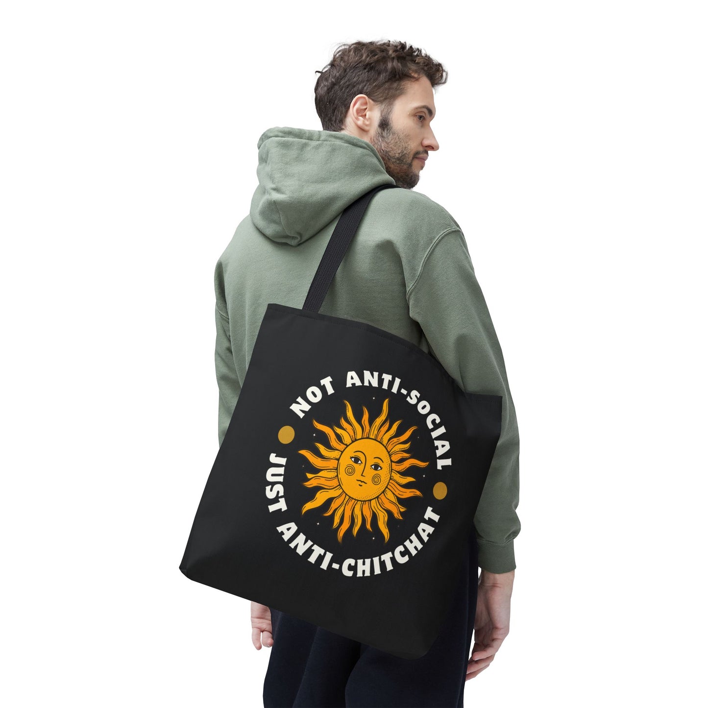 NOT ANTI SOCIAL, JUST ANTI CHITCHAT- AOP Tote Bag -  18x18