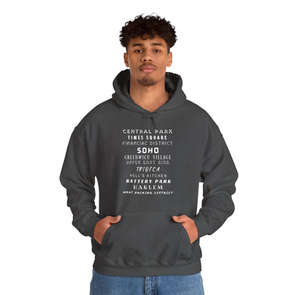 New York Neighborhoods -Unisex Heavy Blend Hooded Sweatshirt (VARIETY OF COLORS) "Iconic NYC on Swag"