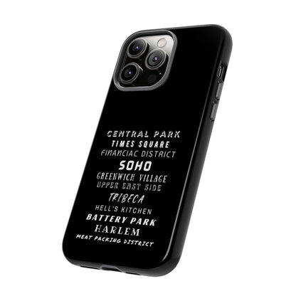 NYC NEIGHBORHOODS -Tough Phone Cases - Fits Most Phone Sizes!! (Dark GREY) "Great Gift For NYC Travelers"