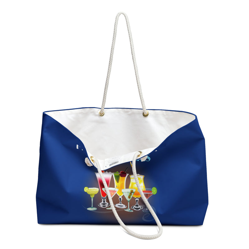 I'M HERE FOR THE COCKTAILS- Weekender Bag (BLUE)