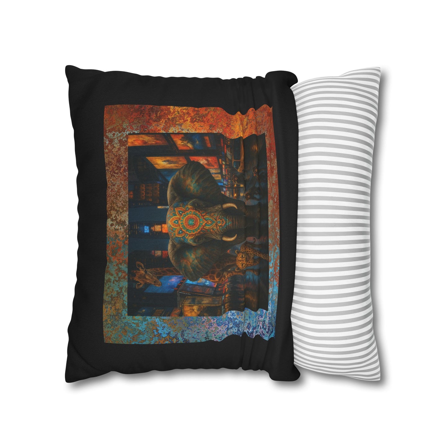 CONCRETE JUNGLE PILLOW COVER- Bohemian Design  18 x 18  Pillowcase