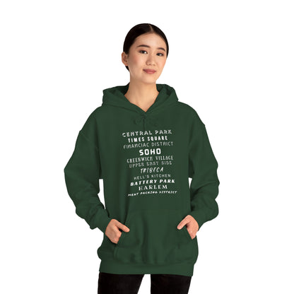 New York Neighborhoods -Unisex Heavy Blend Hooded Sweatshirt (VARIETY OF COLORS) "Iconic NYC on Swag"