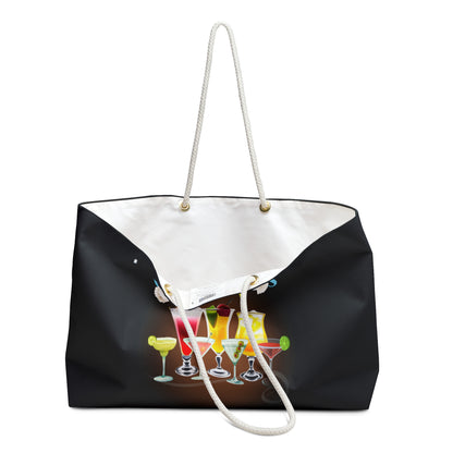 I'M HERE FOR THE COCKTAILS- Weekender Bag (BLACK)-"This Tote Is Basically A Personality"