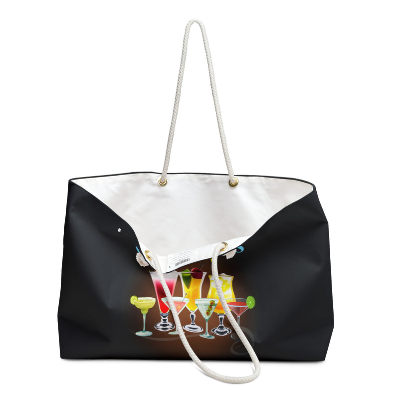I'M HERE FOR THE COCKTAILS- Weekender Bag (BLACK)