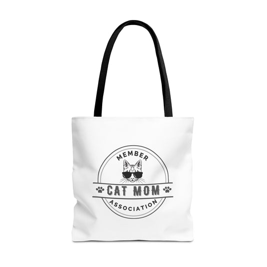 CAT MOM ASSOCIATION -AOP Tote Bag (WHITE) "Sassy Cat Lover's Club"