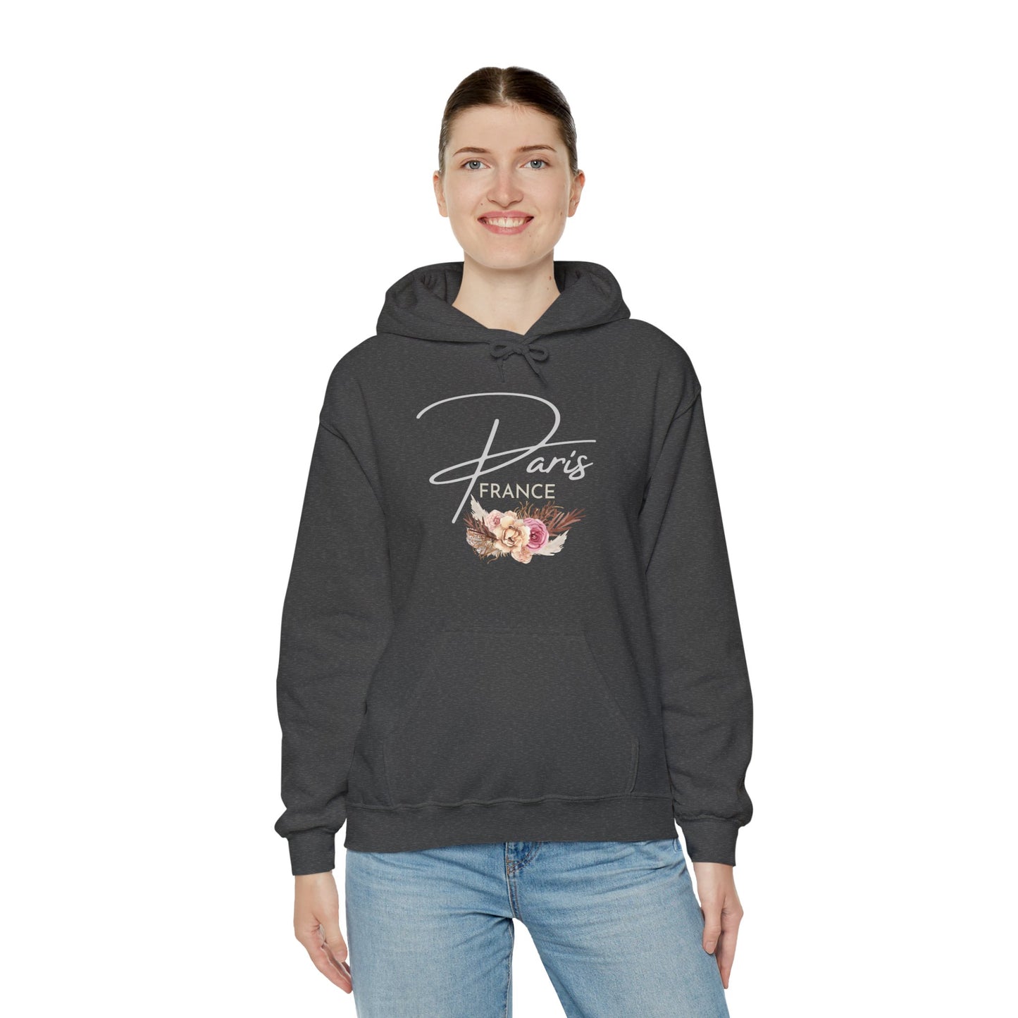 PARIS FLOWERS- Unisex Heavy Blend Hooded Sweatshirt (VARIETY OF COLORS)-“Travel T-Shirt That Slays”