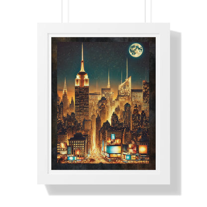 New York City Bright Moon at Night "Framed Print That Defines Aesthetic Vibes”