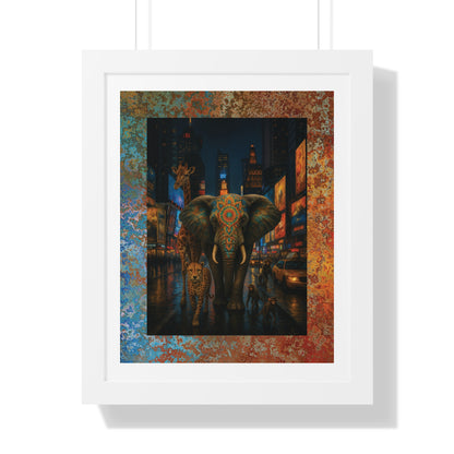 CONCRETE JUNGLE New York City at Night- "Framed Print-NYC Jungle Vibes"