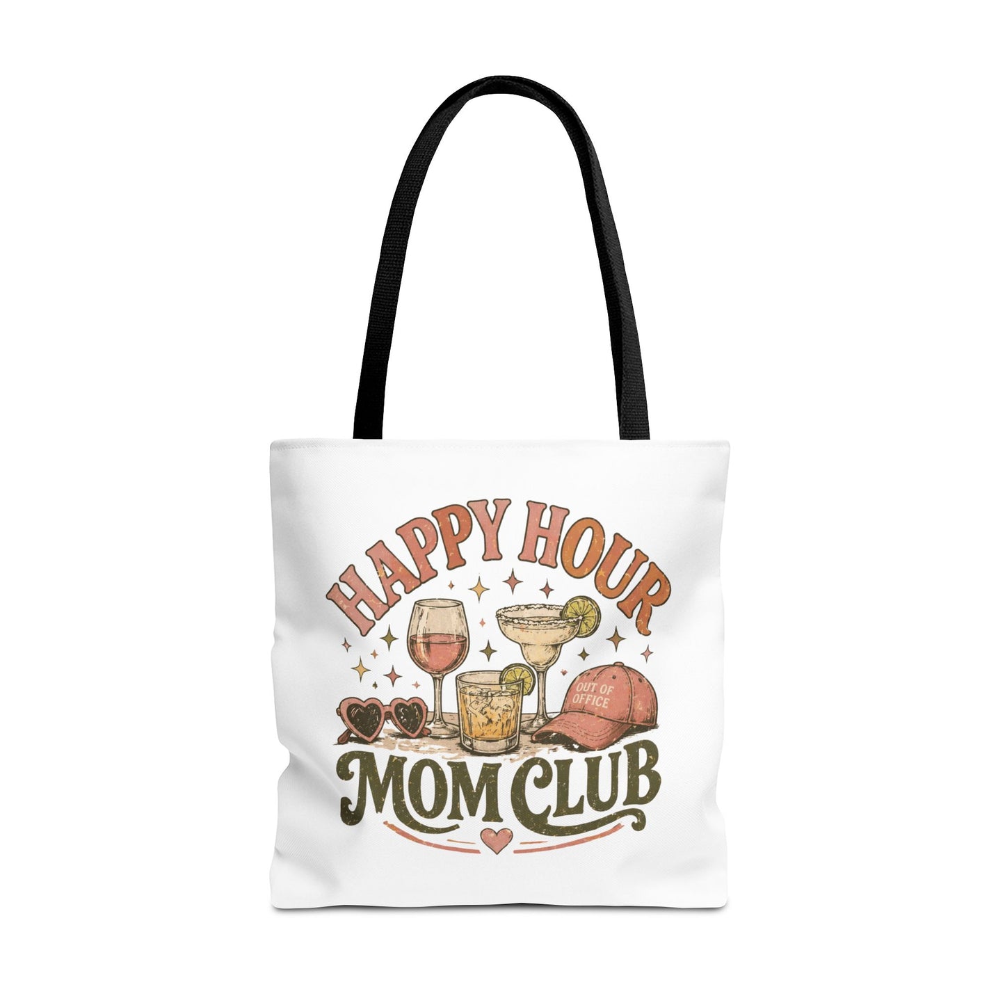HAPPY HOUR MOM CLUB- AOP Tote Bag (white)