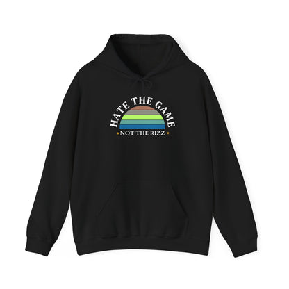 HATE THE GAME, NOT THE RIZZ- Unisex Heavy Blend Hooded Sweatshirt (DARK COLORS)  “Everyday Streetwear Hoodie — Cozy, Casual, Trending Must Have”