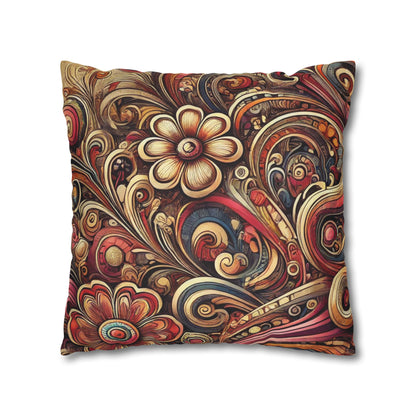 SWIRLY Floral Pillowcase (COVER ONLY) - Vibrant Decorative BOHO PILLOW CASE COVER