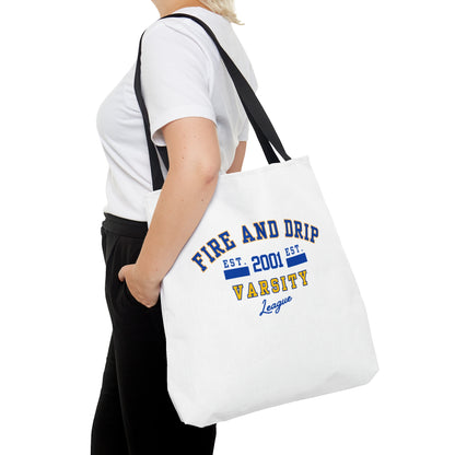 FIRE AND DRIP VARSITY LEAGUE- AOP Tote Bag-"Fashion That Holds It All Together"