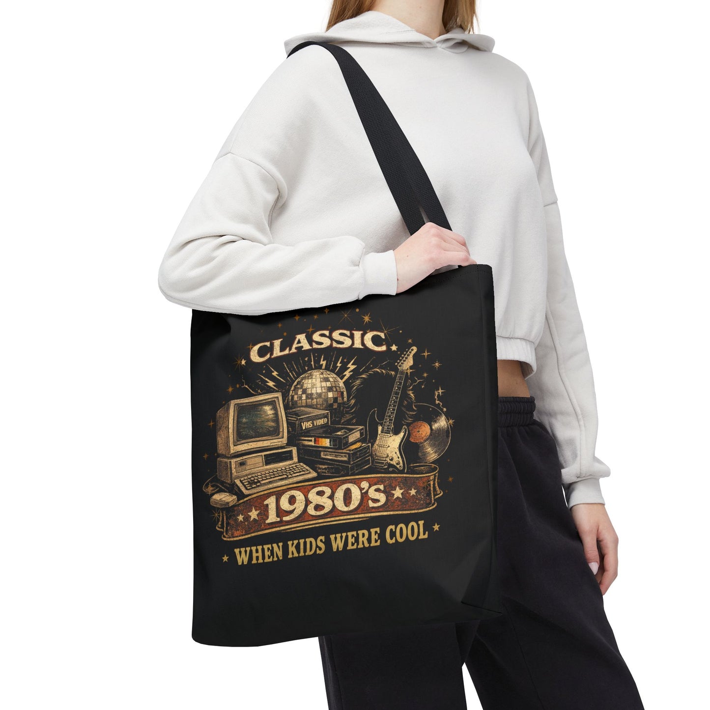 CLASSIC 1980'S-WHEN KIDS WERE COOL- AOP Tote Bag (BLACK)
