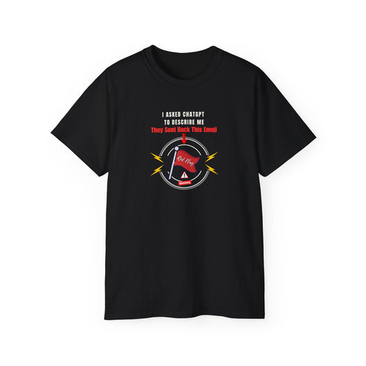 I ASKED CHATGPT TO DESCRIBE ME- T Shirt (VARIETY OF DARK COLORS)  “Witty Graphic Tee for Everyday Shade”