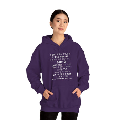 New York Neighborhoods -Unisex Heavy Blend Hooded Sweatshirt (VARIETY OF COLORS) "Iconic NYC on Swag"