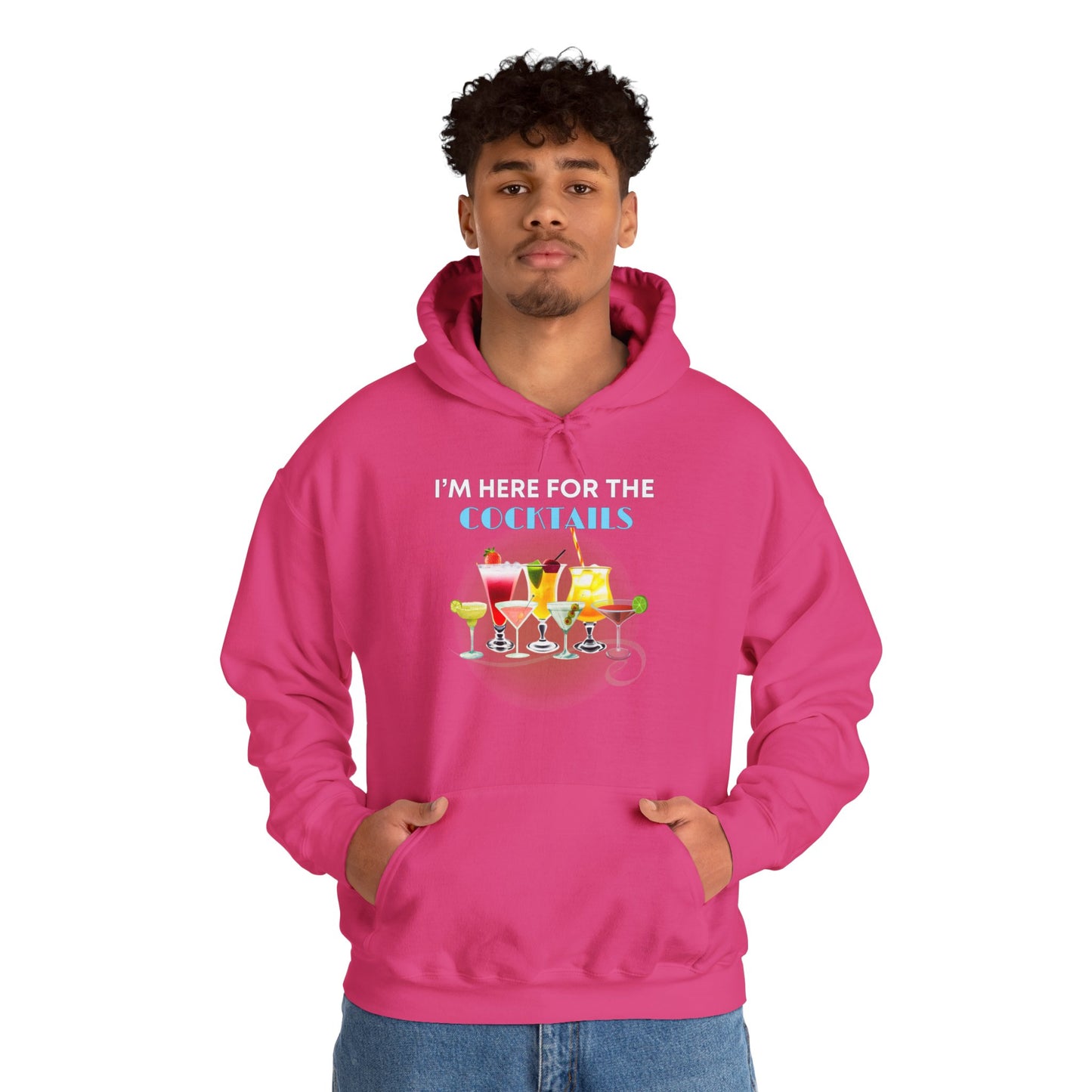 I'M HERE FOR THE COCKTAILS -Unisex Heavy Blend Hooded Sweatshirt (VARIETY OF COLORS) “Trendy Happy Hour Hoodie”