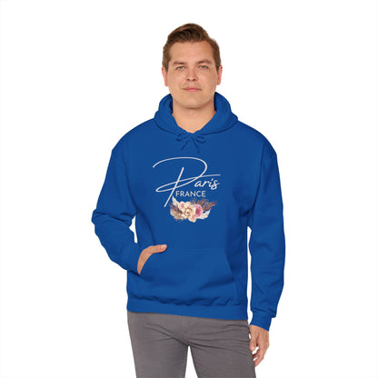 PARIS FLOWERS- Unisex Heavy Blend Hooded Sweatshirt (VARIETY OF COLORS)-“Travel T-Shirt That Slays”