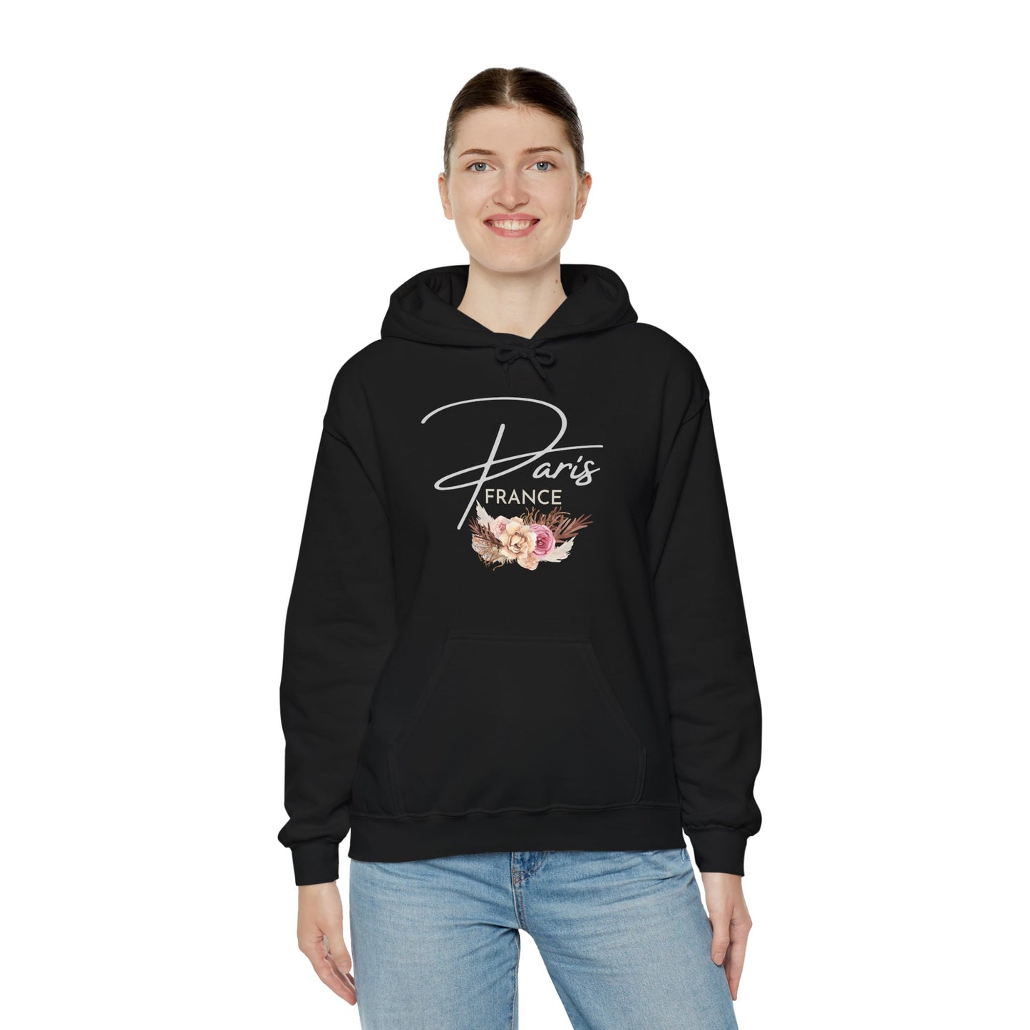 PARIS FLOWERS- Unisex Heavy Blend Hooded Sweatshirt (VARIETY OF COLORS)-“Travel T-Shirt That Slays”