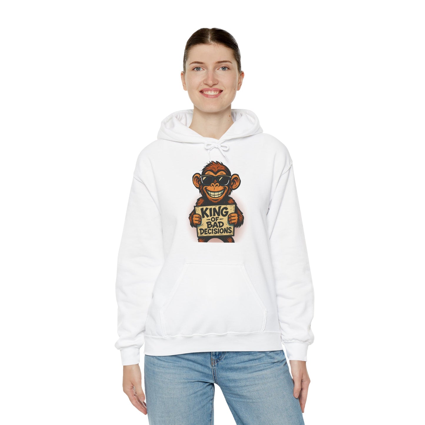 KING OF BAD DECISIONS -Unisex Heavy Blend Hooded Sweatshirt (VARIETY OF COLORS)-“Oversized Pullover, Trending for Those Underachievers"