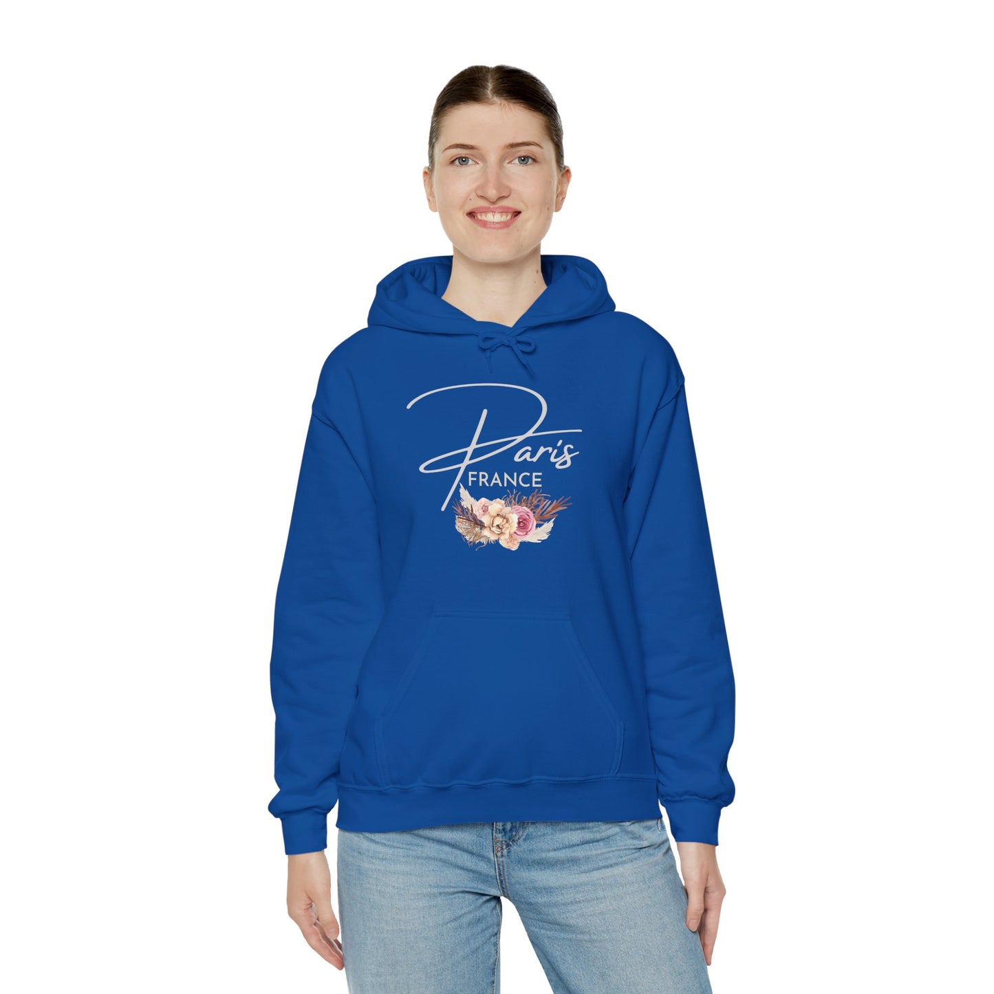 PARIS FLOWERS- Unisex Heavy Blend Hooded Sweatshirt (VARIETY OF COLORS)-“Travel T-Shirt That Slays”