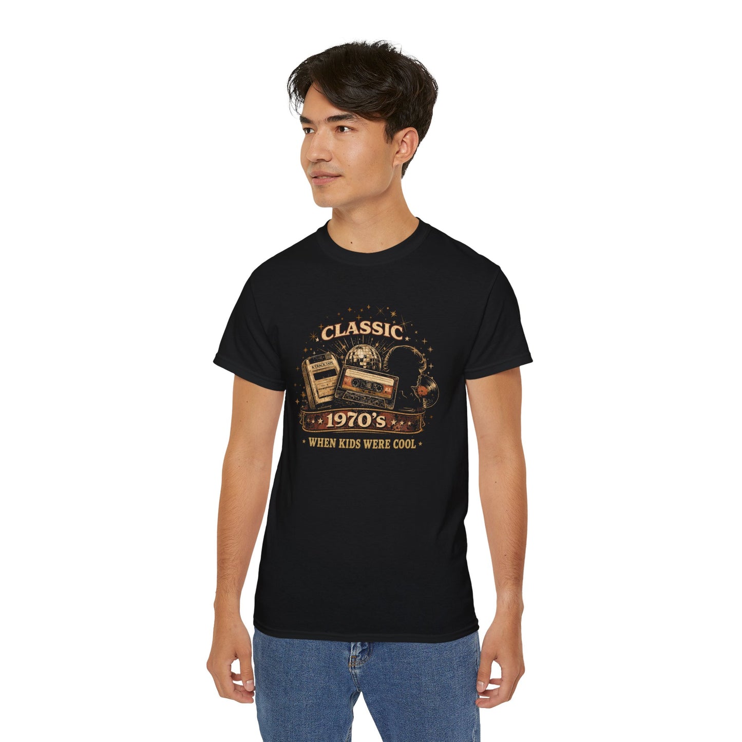 CLASSIC 1970'S-WHEN KIDS WERE COOL - T-Shirt (BLACK OR NAVY)